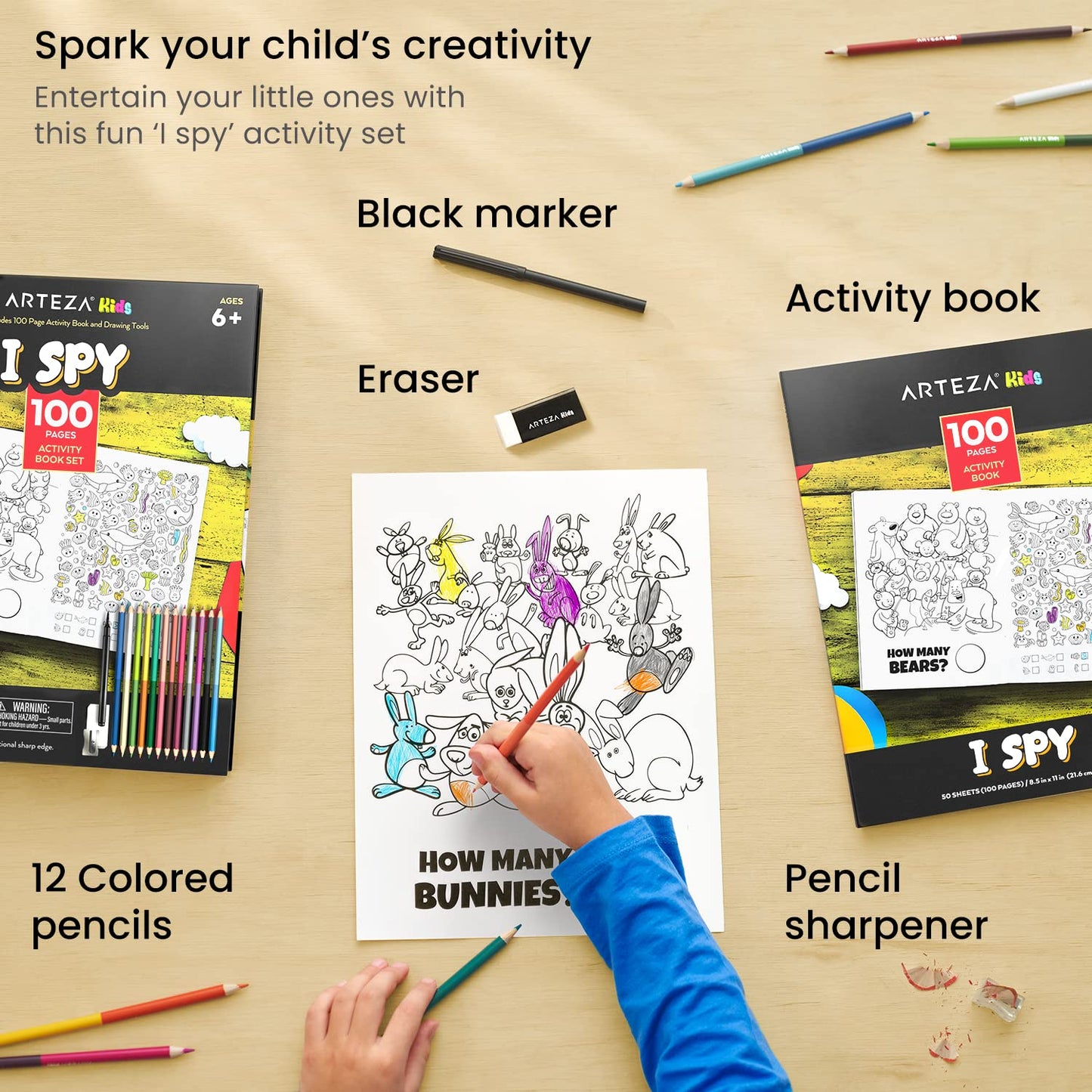 Arteza Kids Activity Book Set, I Spy