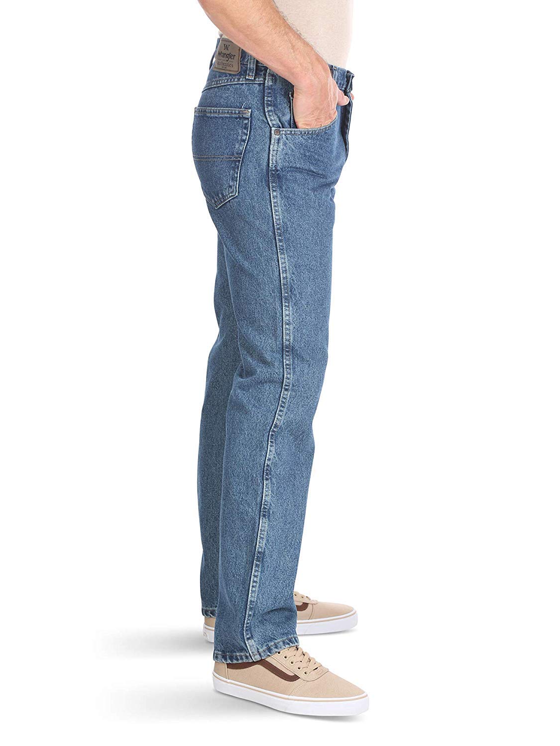 Wrangler Authentics Men's Classic 5-Pocket Regular Fit Cotton Jean, Stonewash Mid, 42W x 32L