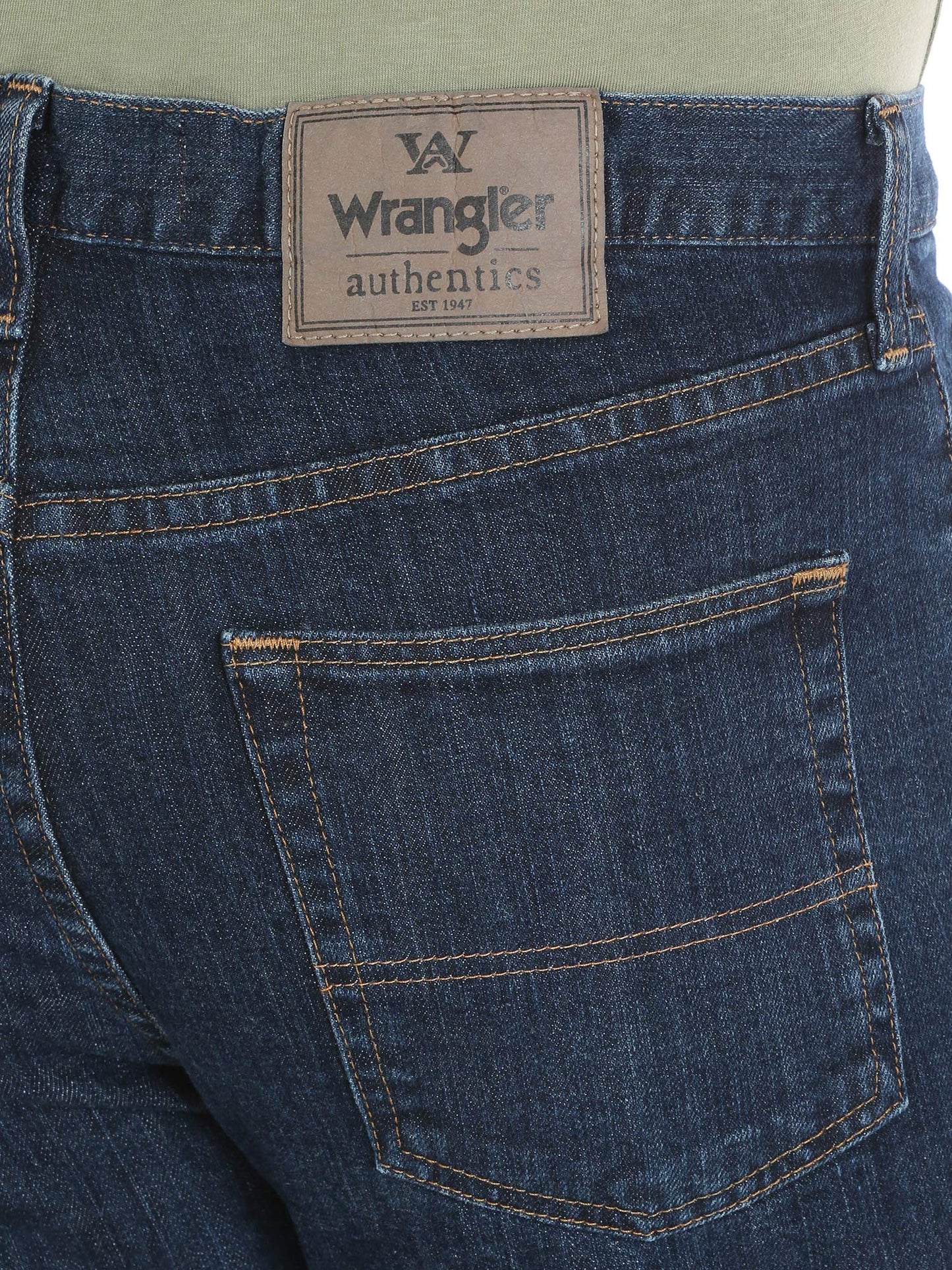 Wrangler Authentics Men's Classic 5-Pocket Regular Fit Jean, Dark Indigo Flex, 38W x 29L