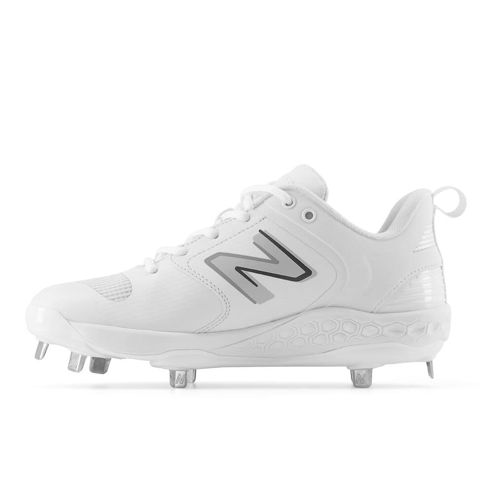 New Balance Women's Fresh Foam Velo V3 Softball Shoe, White/Rain Cloud, 5