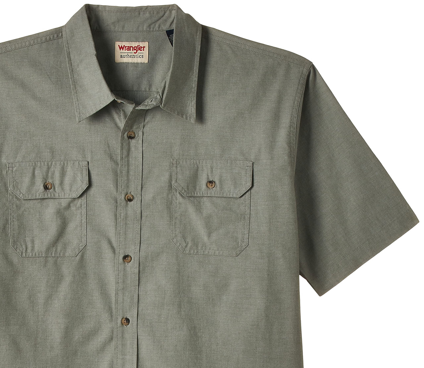 Wrangler Authentics mens Short Sleeve Classic Woven Shirt, Sea Spray Chambray, XX-Large US