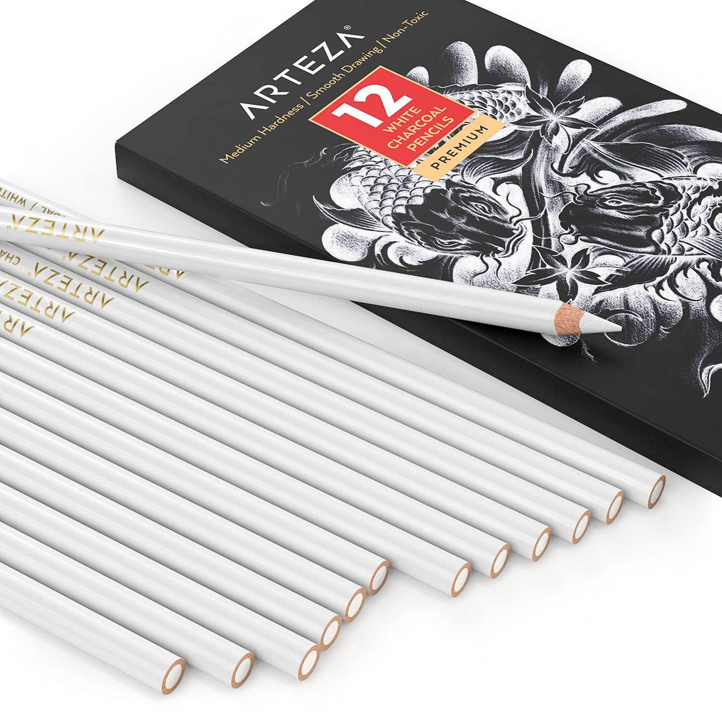 Arteza White Charcoal Pencils - Set of 12