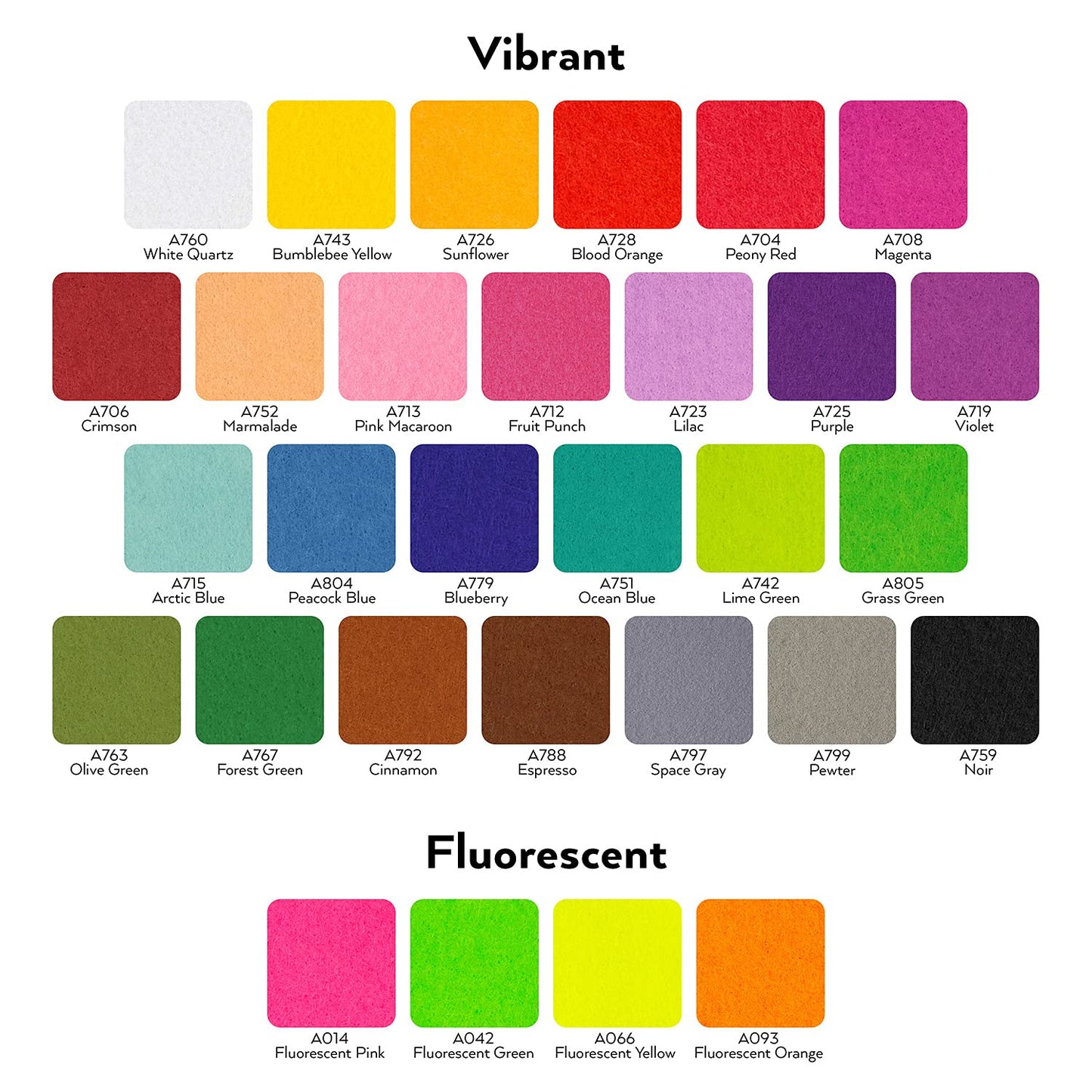 Arteza Adhesive Felt Fabric, Assorted Colors, 8.3" x 11.8" Sheets - Set of 30