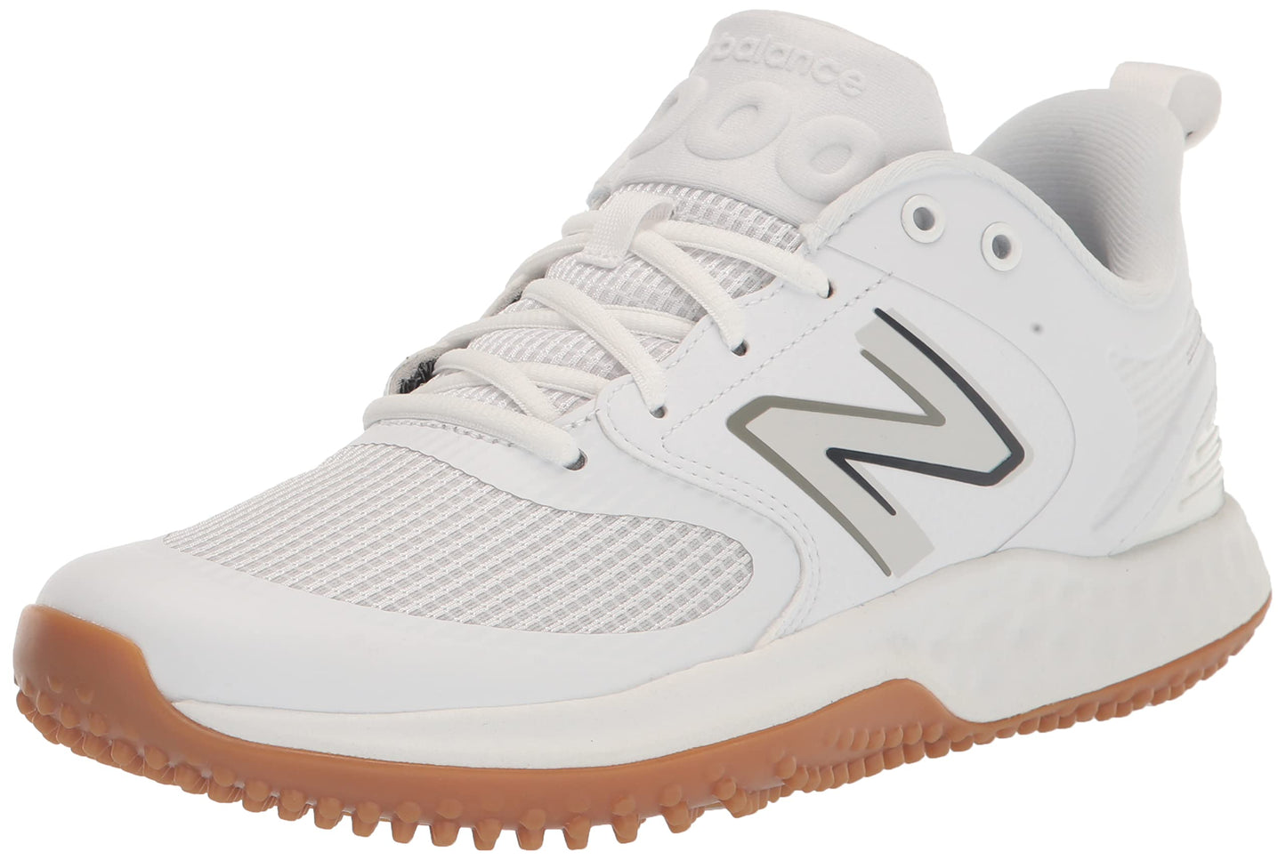 New Balance Men's Fresh Foam 3000 V6 Turf-Trainer Baseball Shoe, White/White/Gum, 15 Wide