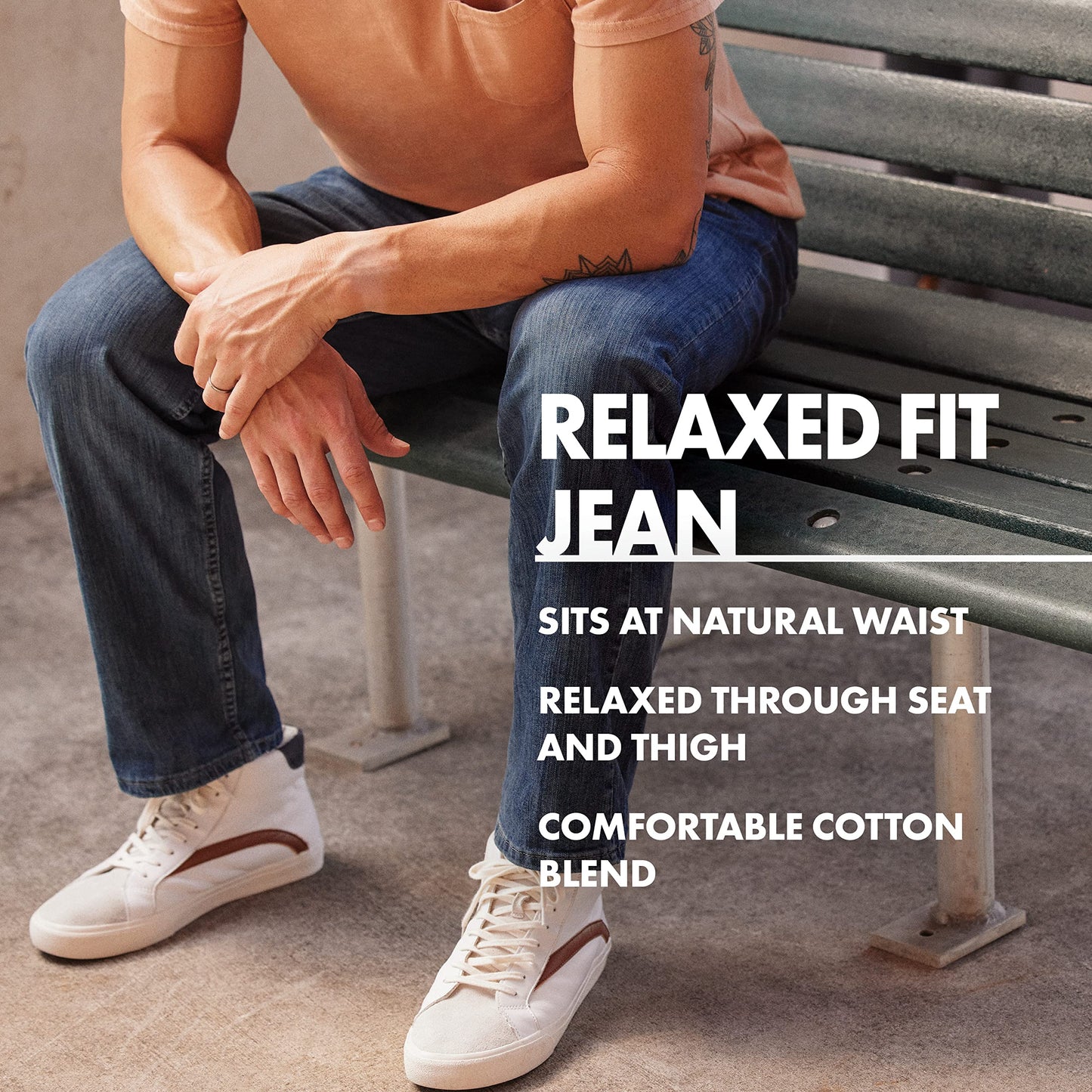 Wrangler Authentics Men's Big & Tall Classic 5-Pocket Relaxed Fit Cotton Jean, Dark Rinse, 46W X 30L