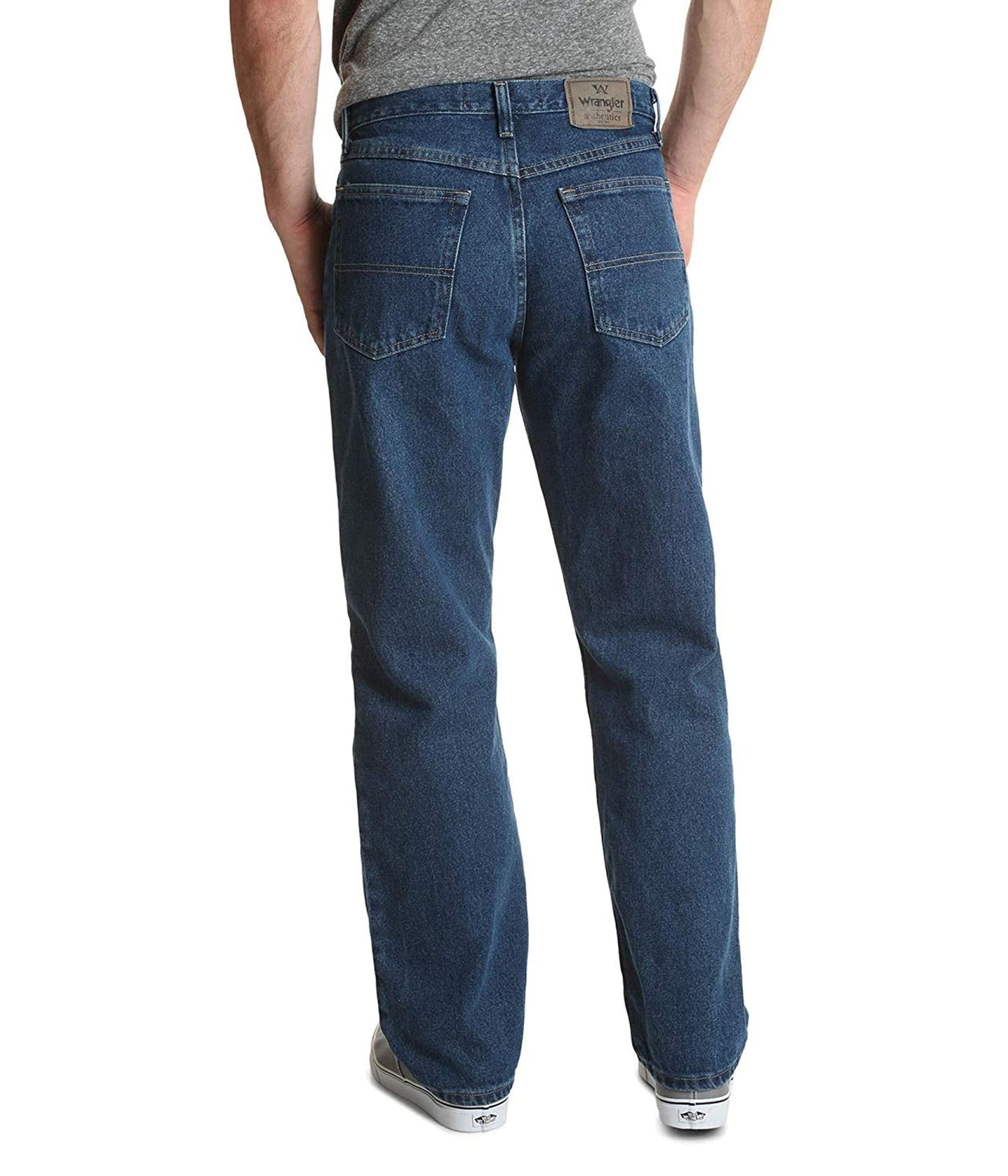 Wrangler Authentics Men's Classic 5-Pocket Relaxed Fit Cotton Jean, Dark Stonewash, 35W x 32L