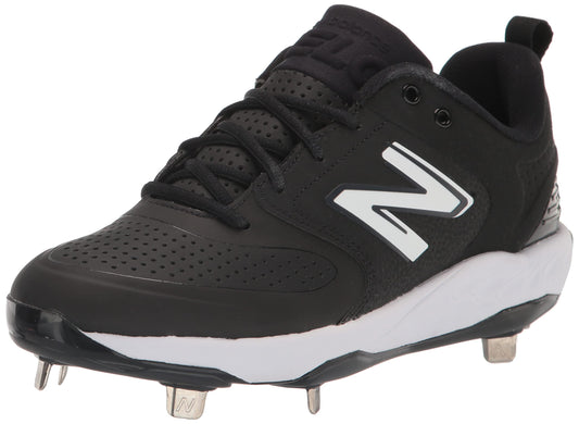 New Balance Women's Fresh Foam Velo V3 Softball Shoe, Black/White, 5.5