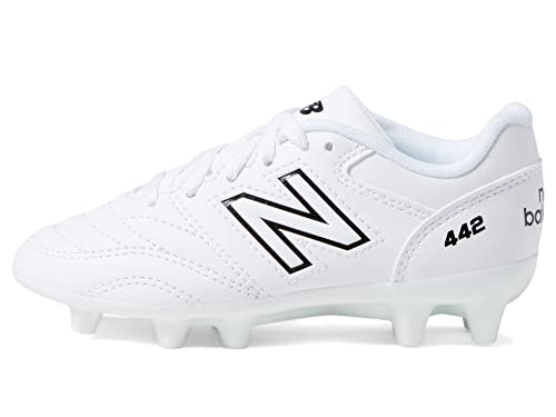 New Balance Boy's 442 V2 Academy FG Junior Soccer Shoe, White/Black, 3 Little Kid