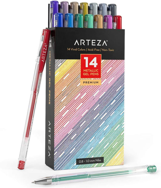 Arteza Metallic Gel Ink Pens - Set of 14