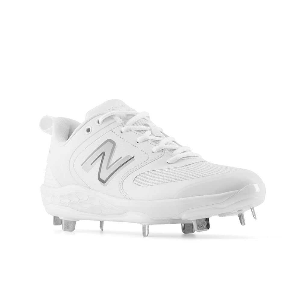 New Balance Women's Fresh Foam Velo V3 Softball Shoe, White/Rain Cloud, 7 Wide