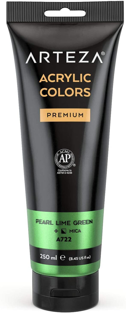 Arteza Metallic Acrylic Paint, 8.45 fl oz Tube - Pearl Lime Green A211