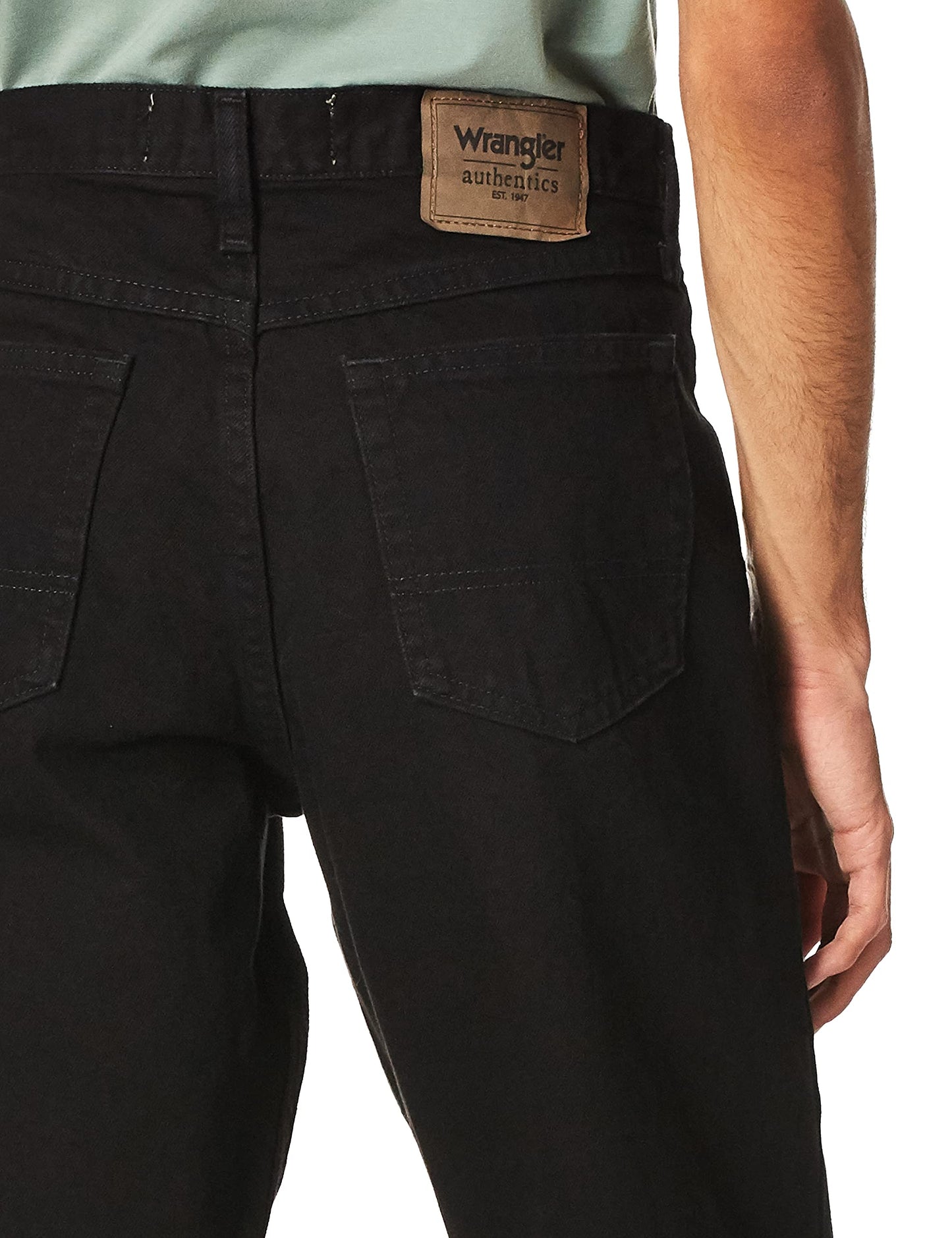 Wrangler Authentics Men's Classic 5-Pocket Relaxed Fit Cotton Jean, Black, 40W x 34L