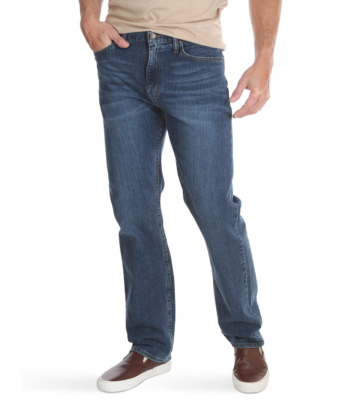 Wrangler Authentics Men's Big & Tall Classic 5-Pocket Regular Fit Jean, Blue Ocean Flex, 44W x 28L