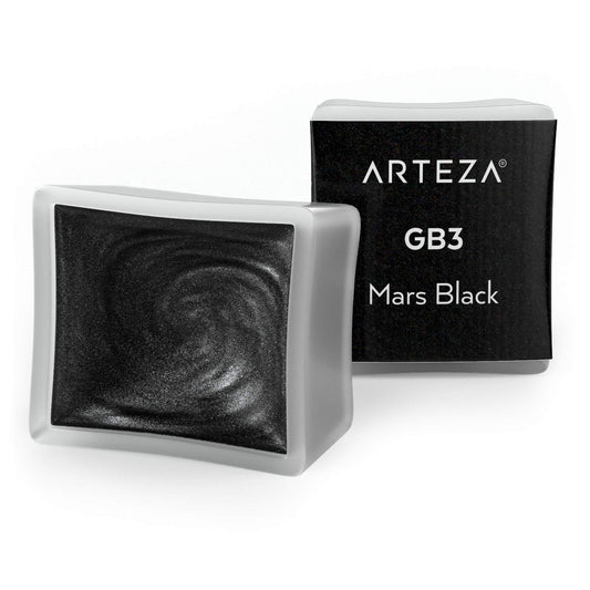 Arteza Metallic Watercolor Paint, Half-Pans, Pack of 2 -  A702 Mars Black