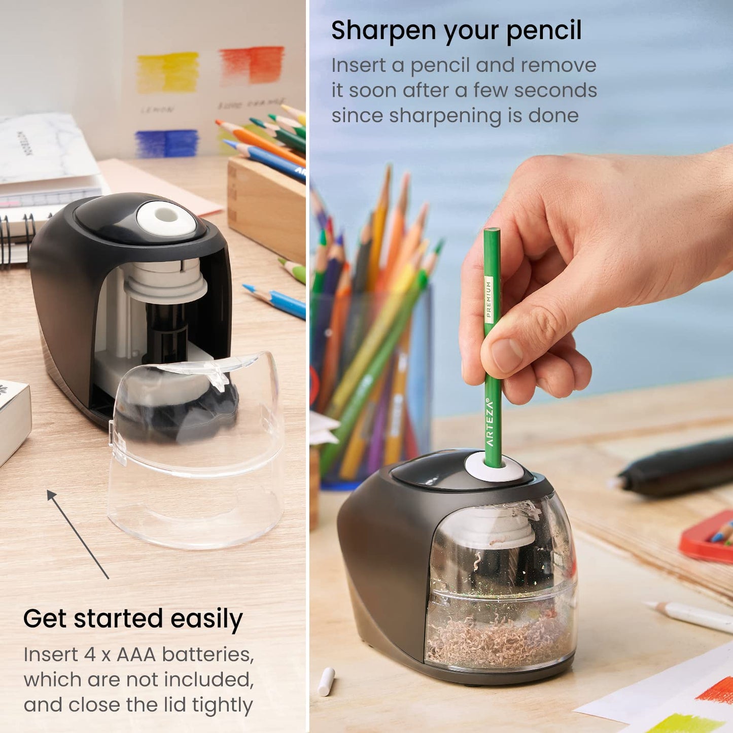 Arteza Pencil Sharpener & Electric Eraser Set