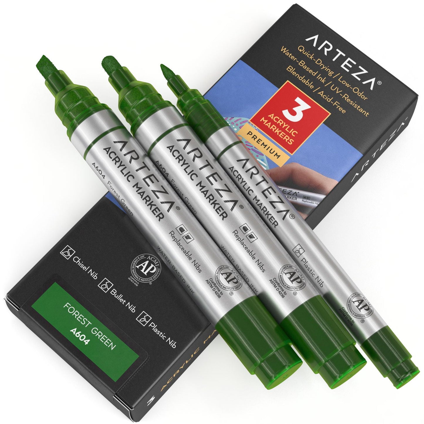 Arteza Acrylic Markers, Forest Green A603 - 3 Pack