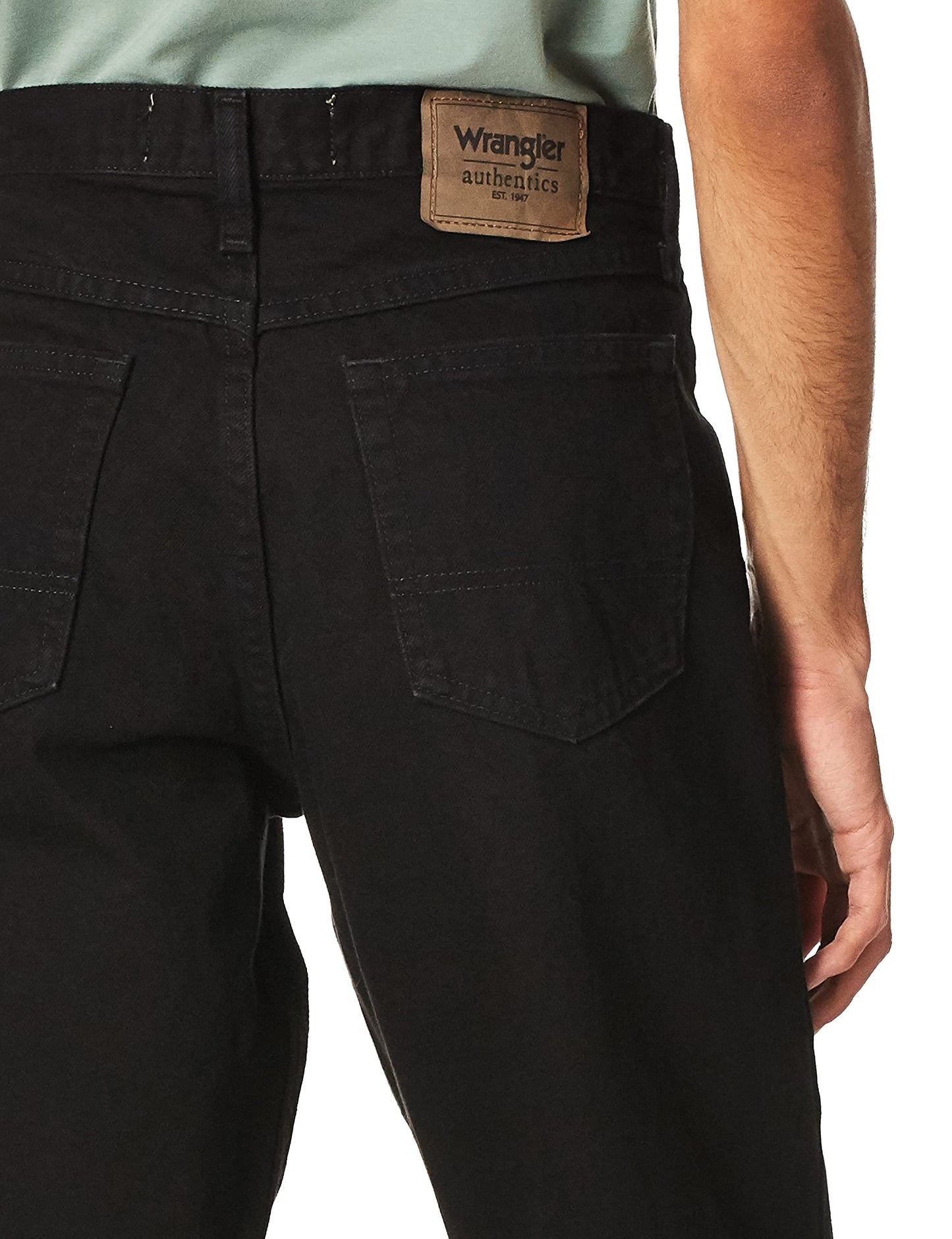 Wrangler Authentics Men's Big & Tall Classic 5-Pocket Relaxed Fit Cotton Jean, Black, 48W x 32L