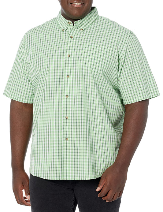 Wrangler Authentics mens Short Sleeve Classic Plaid shirt, Forest Shade, Large US
