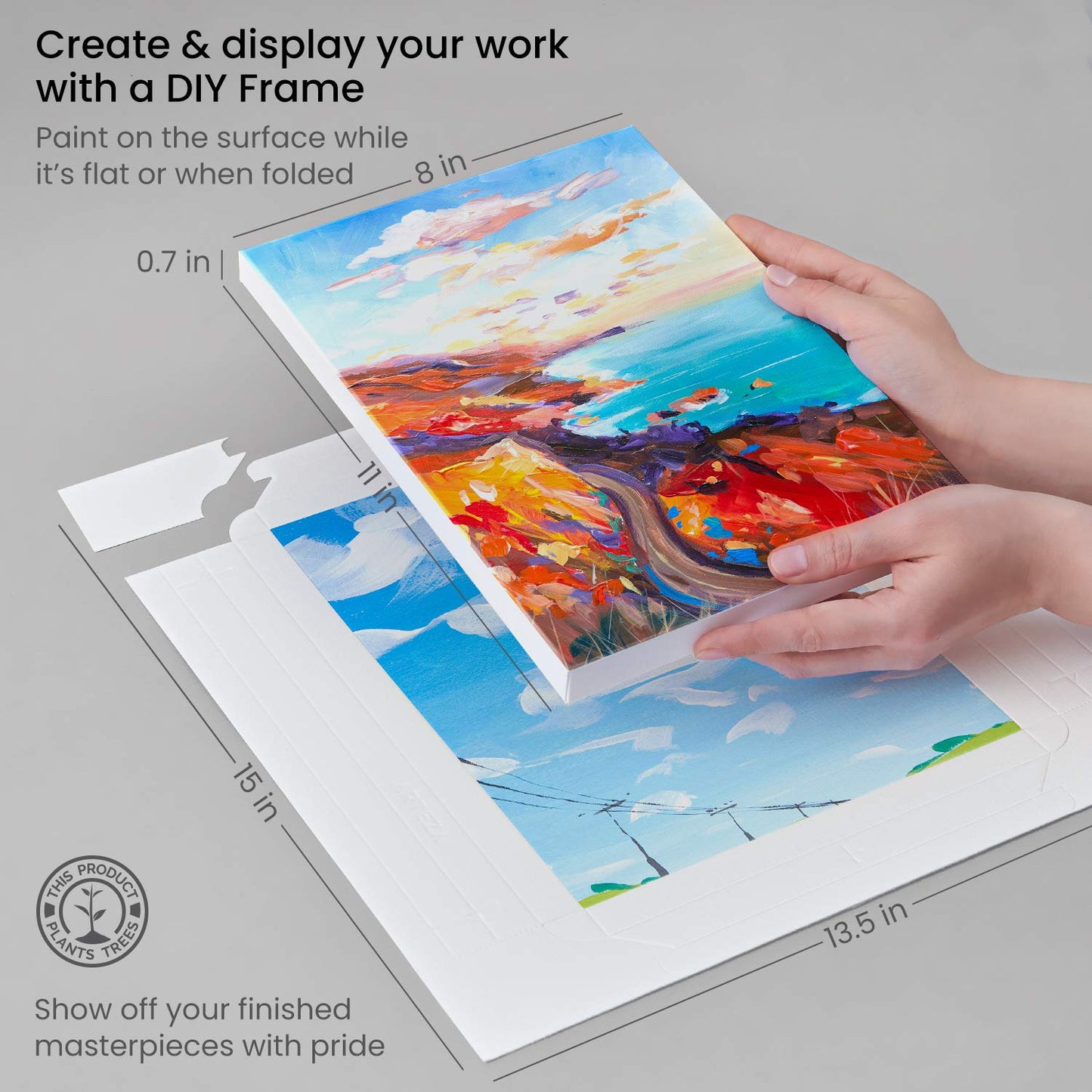Arteza DIY Foldable Canvas Frame, Acrylic, 8" x 11" - 20 Sheets