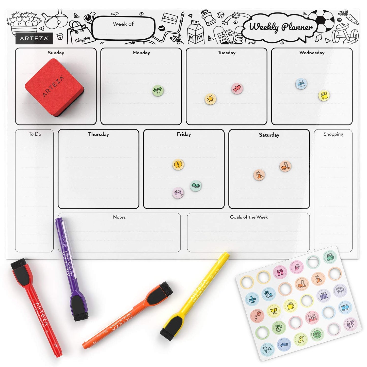 Arteza Monthly Magnetic Dry-Erase Claendar Set - 17" x 13"