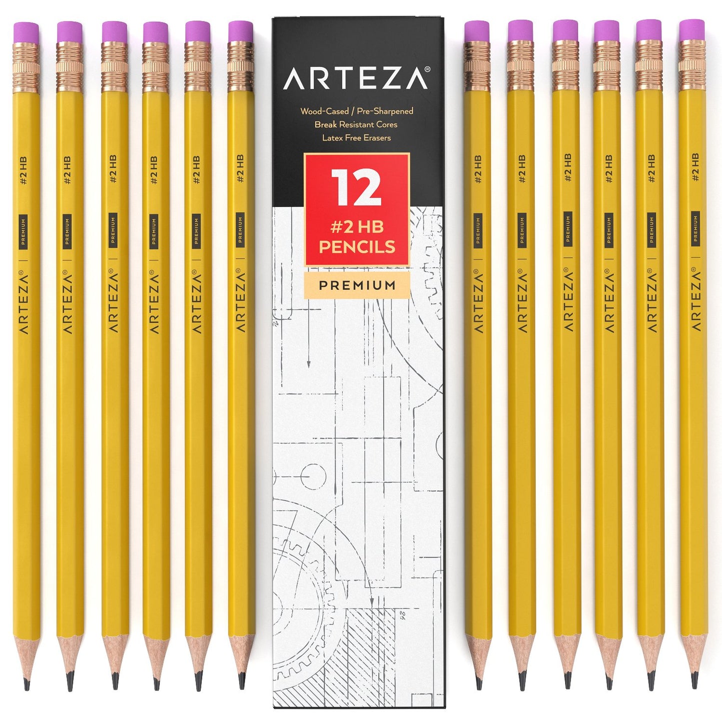 Arteza #2 HB Wood Pencils - Box of 180