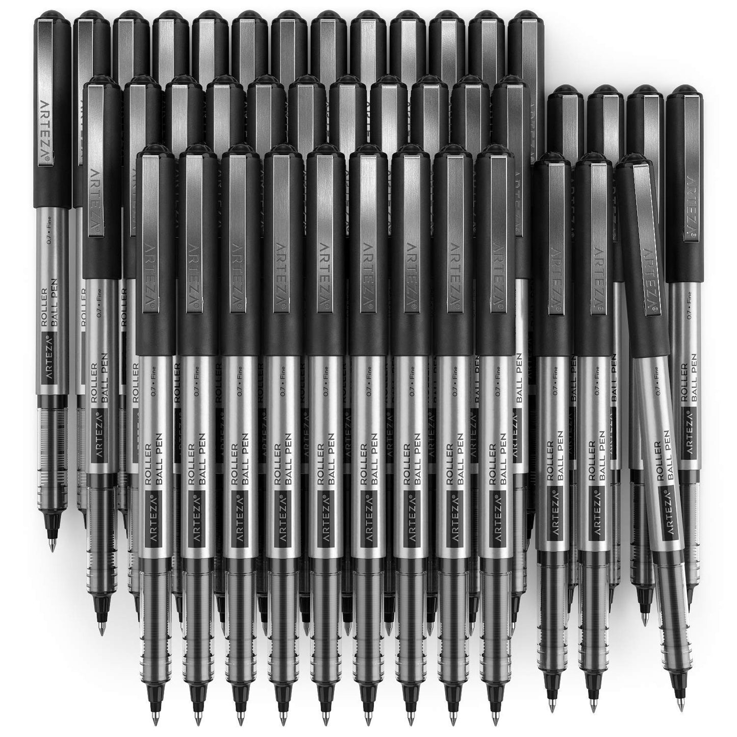 Arteza Roller Ball Pens, Black, 0.7mm Nib - Pack of 40