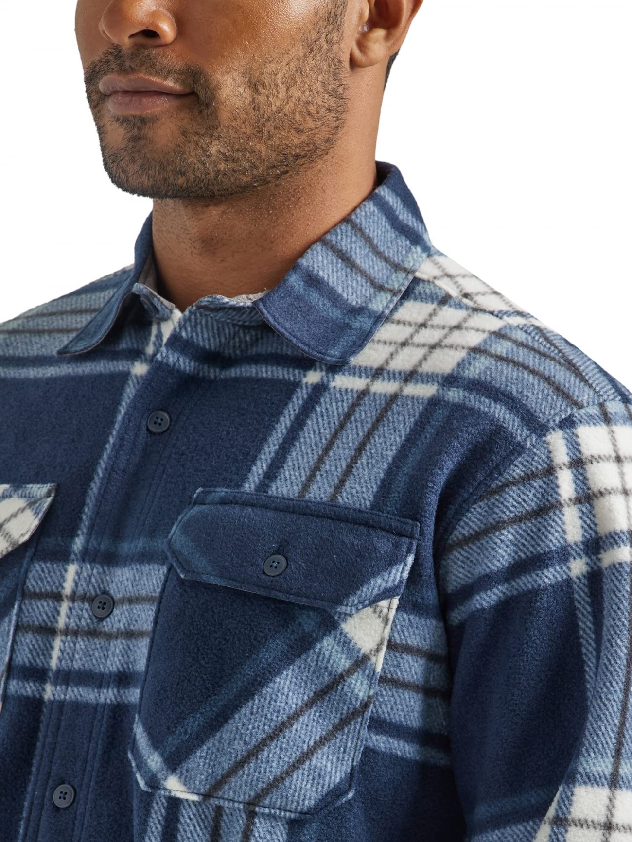 Wrangler Authentics Men's Long Sleeve Heavyweight Fleece Shirt, Total Eclipse, Large