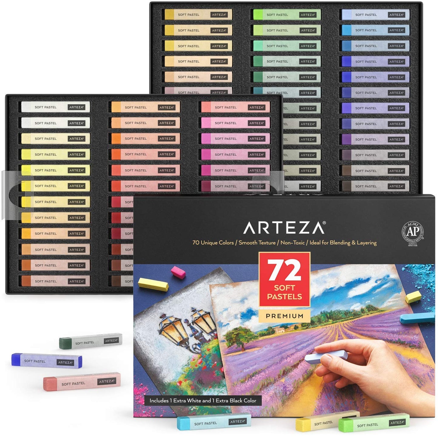 Arteza Soft Pastels, Assorted Colors - Set of 72