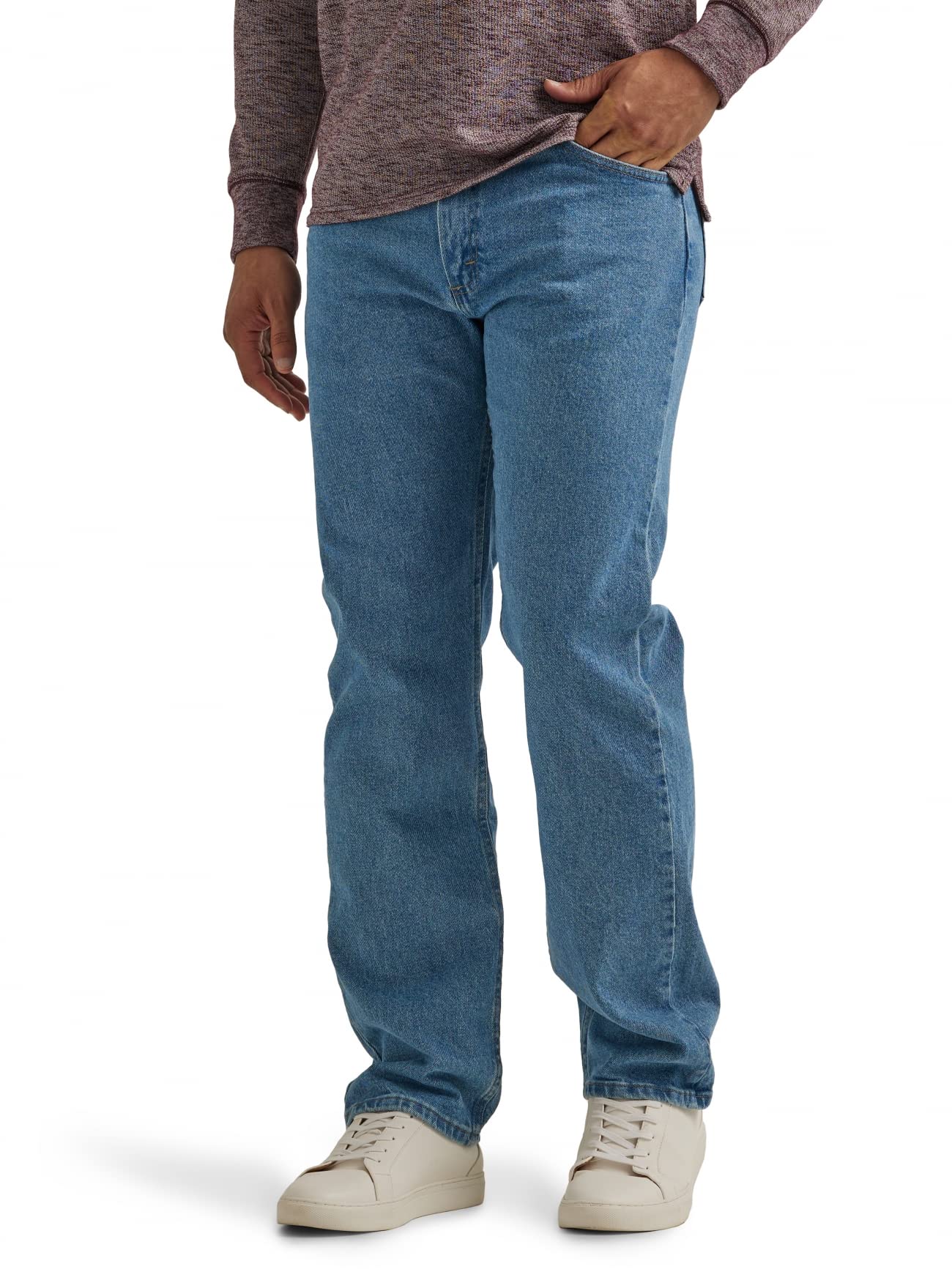 Wrangler Authentics Men's Classic 5-Pocket Regular Fit Jean, Light Stonewash Flex, 40W X 28L