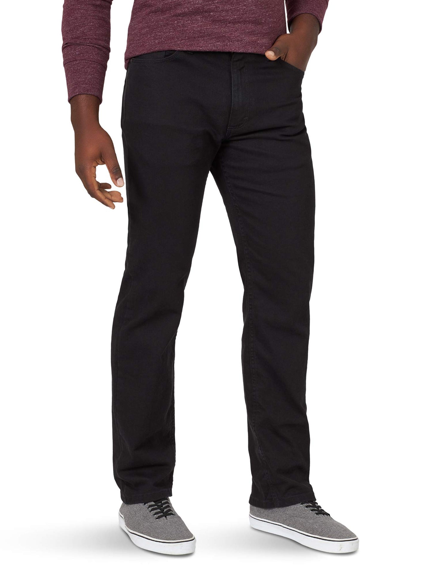 Wrangler Authentics Men's Classic 5-Pocket Regular Fit Jean, Black Flex, 34W X 32L