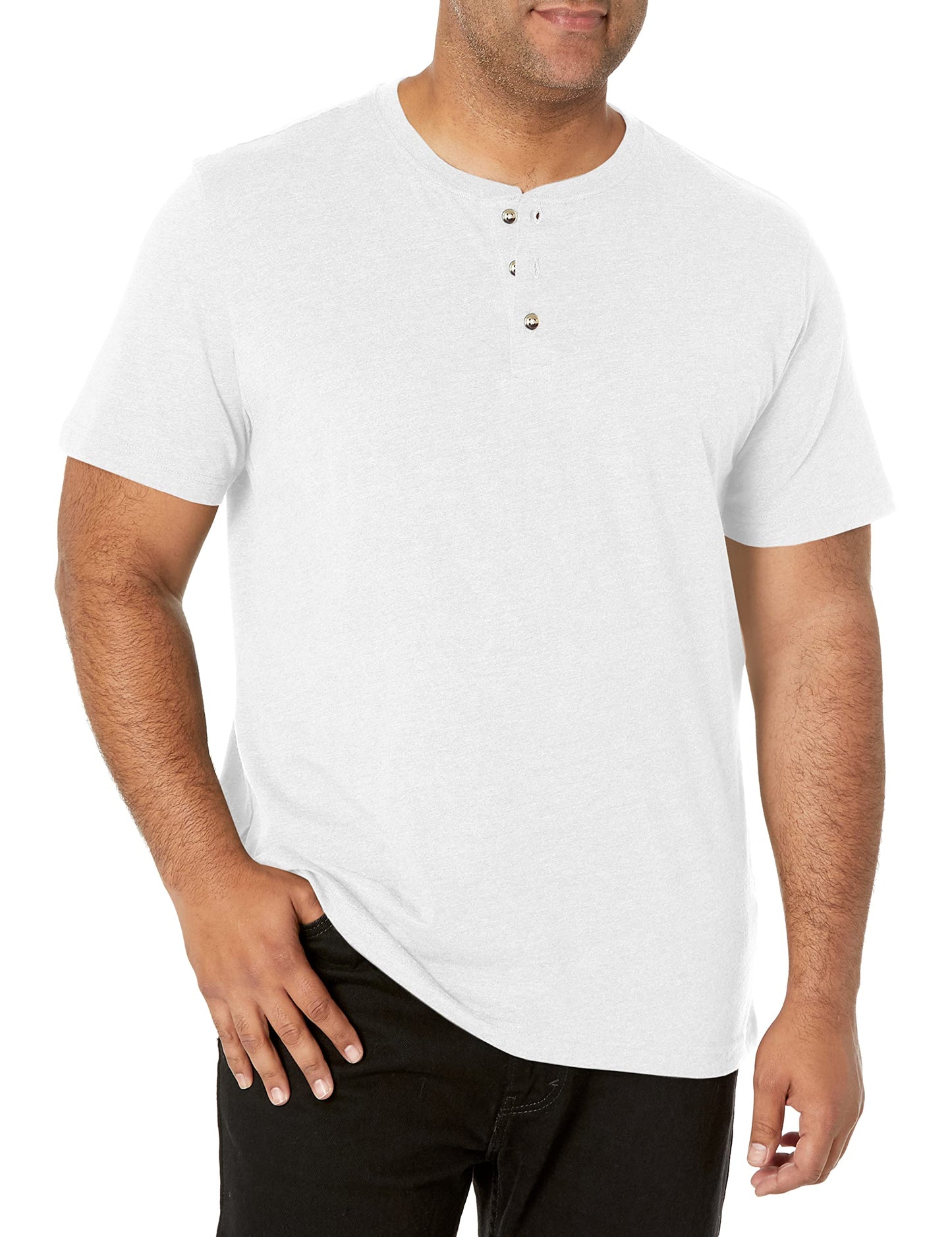 Wrangler Authentics Men's Short Sleeve Henley Tee, Bright White, Medium