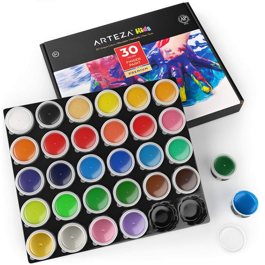 Arteza Kids Finger Paints, Assorted Colors, 30ml - Set of 30