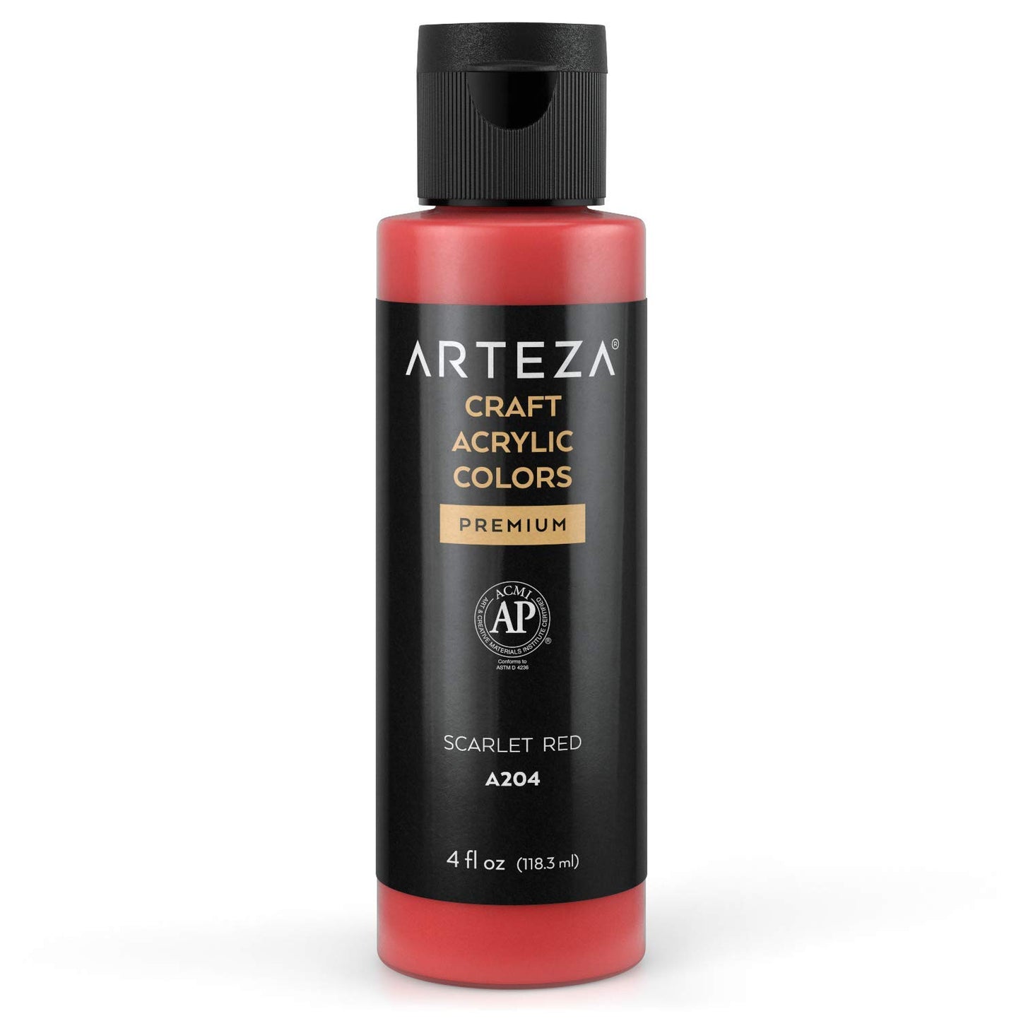 Arteza Craft Acrylic Paint, 4oz Bottle - A203 Scarlet Red