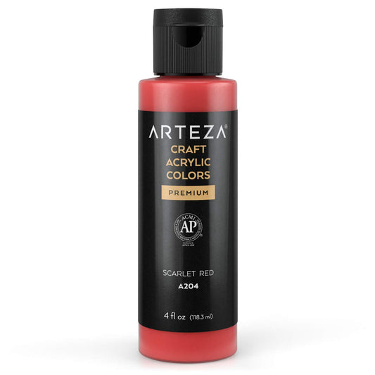 Arteza Craft Acrylic Paint, 4oz Bottle - A203 Scarlet Red