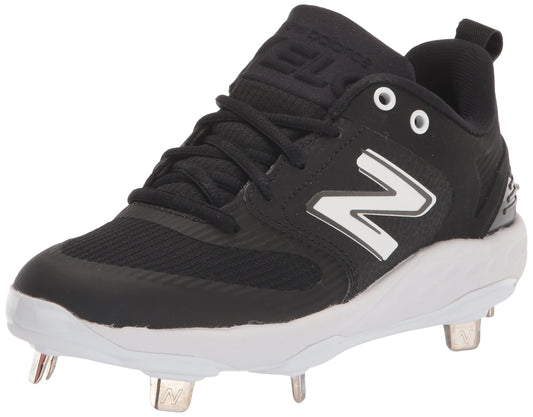 New Balance Women's Fresh Foam Velo V3 Softball Shoe, Black/White, 6 Wide
