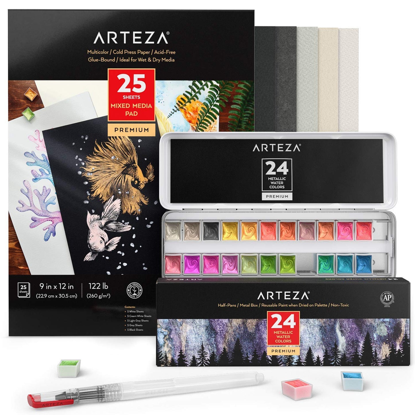 Arteza Metallic Watercolor Art Set