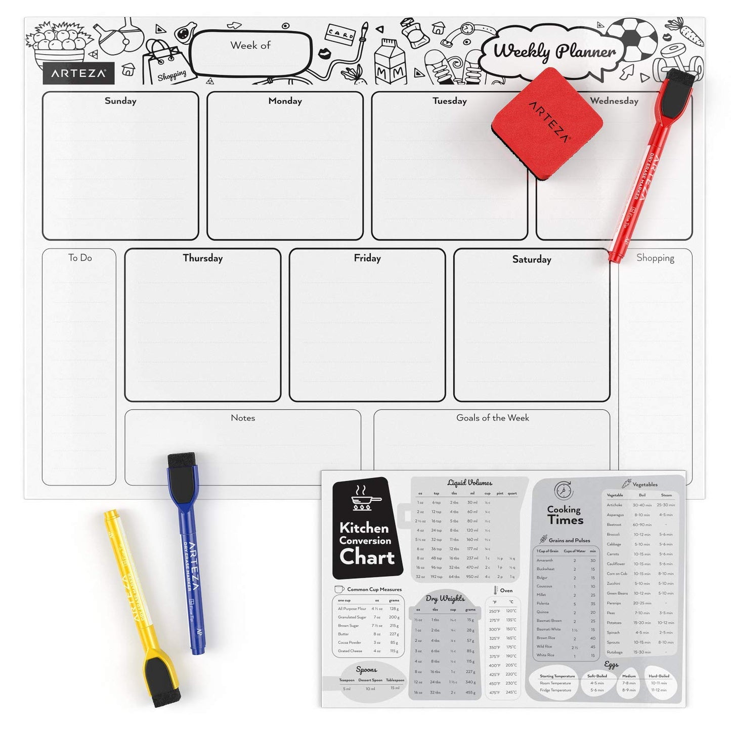 Arteza Monthly Magnetic Dry-Erase Claendar Set - 17" x 13"