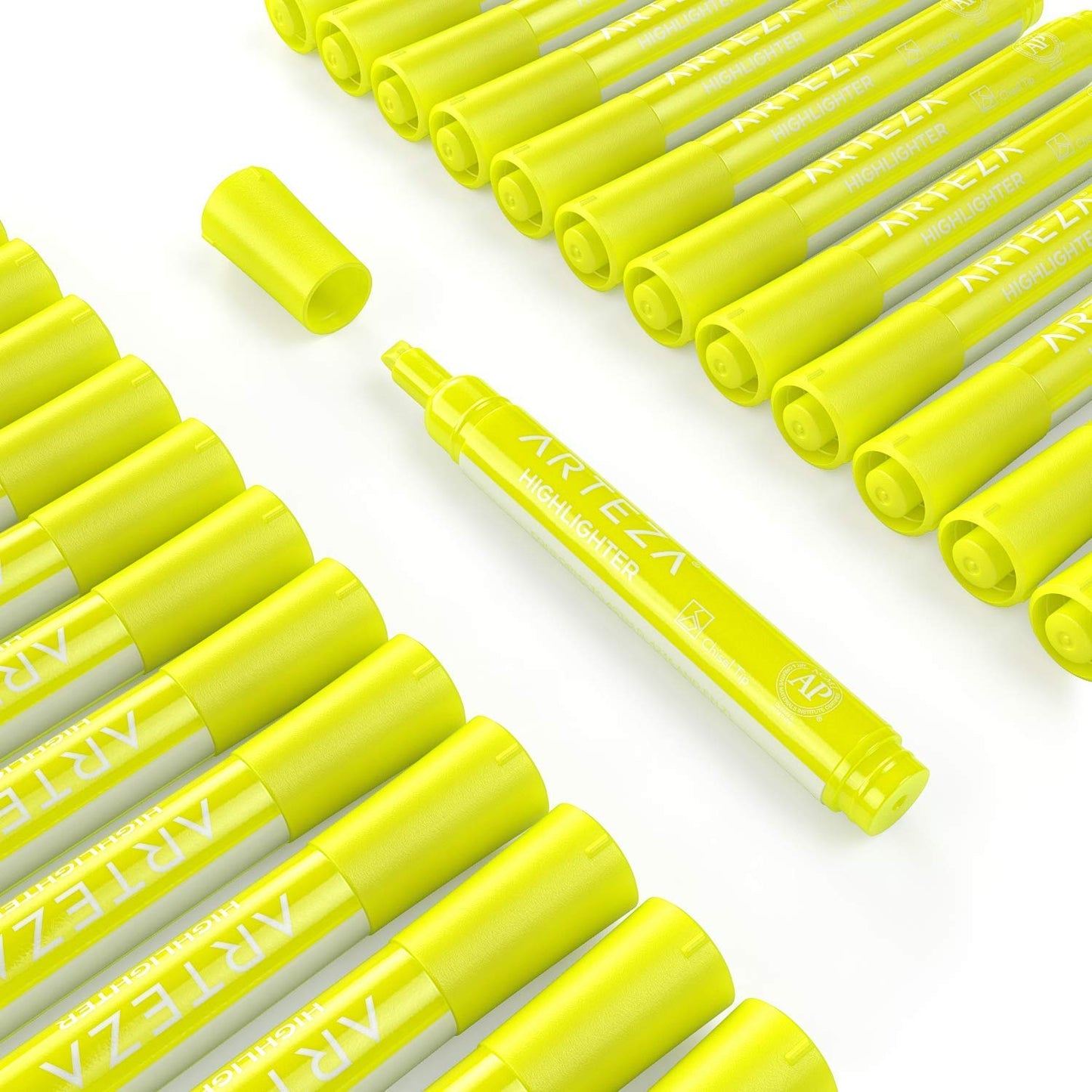 Arteza Highlighters, Yellow, Wide Chisel Tip - Set of 64