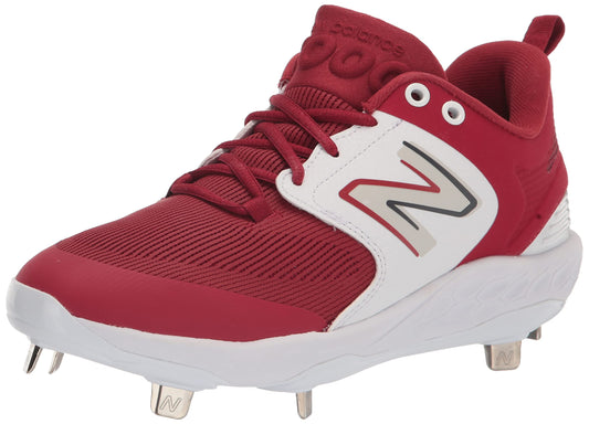 New Balance Men's Fresh Foam X 3000 V6 Metal Baseball Shoe, Cardinal/White, 17