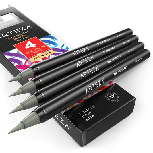 Arteza Real Brush Pens®, A174 Dolphin Gray - 4 Pack