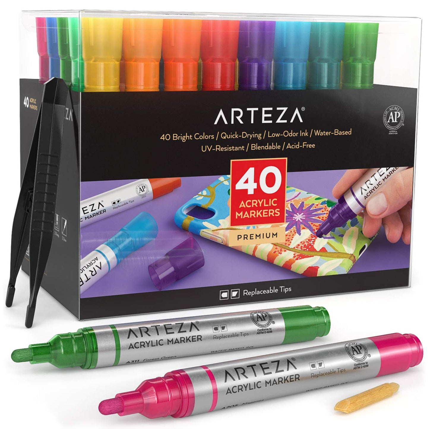 Arteza Acrylic Markers - Set of 40