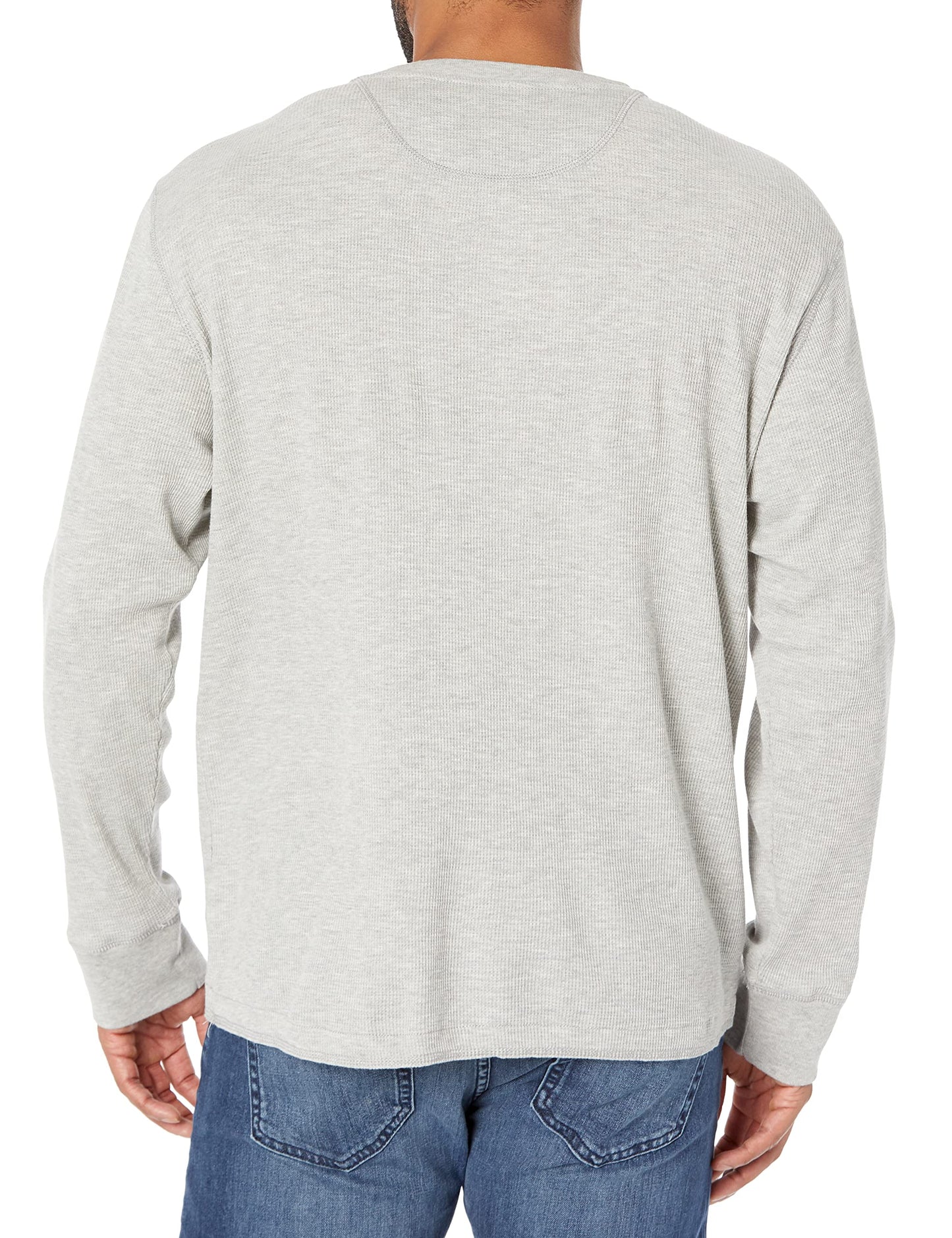 Wrangler Authentics Men's Long Sleeve Waffle Henley, Light Heather Gray, Medium