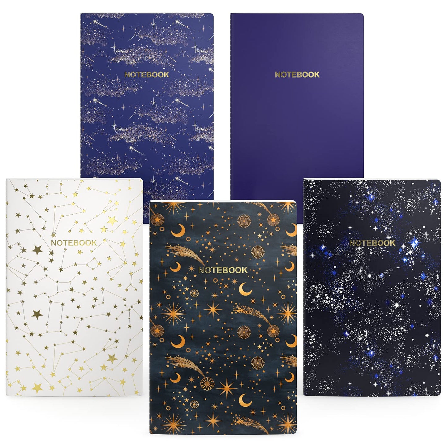 Arteza Pocket Notebooks, Constellations, 5" x 8” - Set of 5