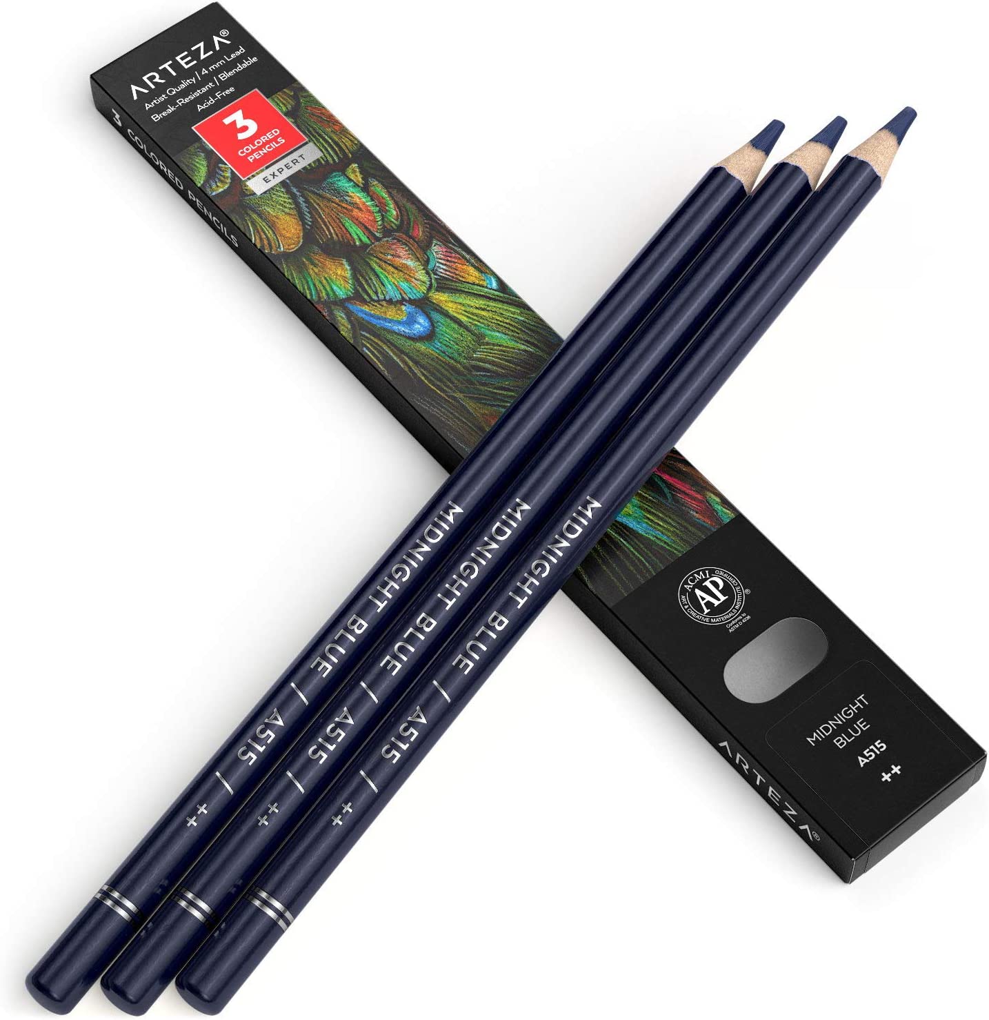 Arteza Expert Colored Pencils, A515 Midnight Blue - 3 Pack