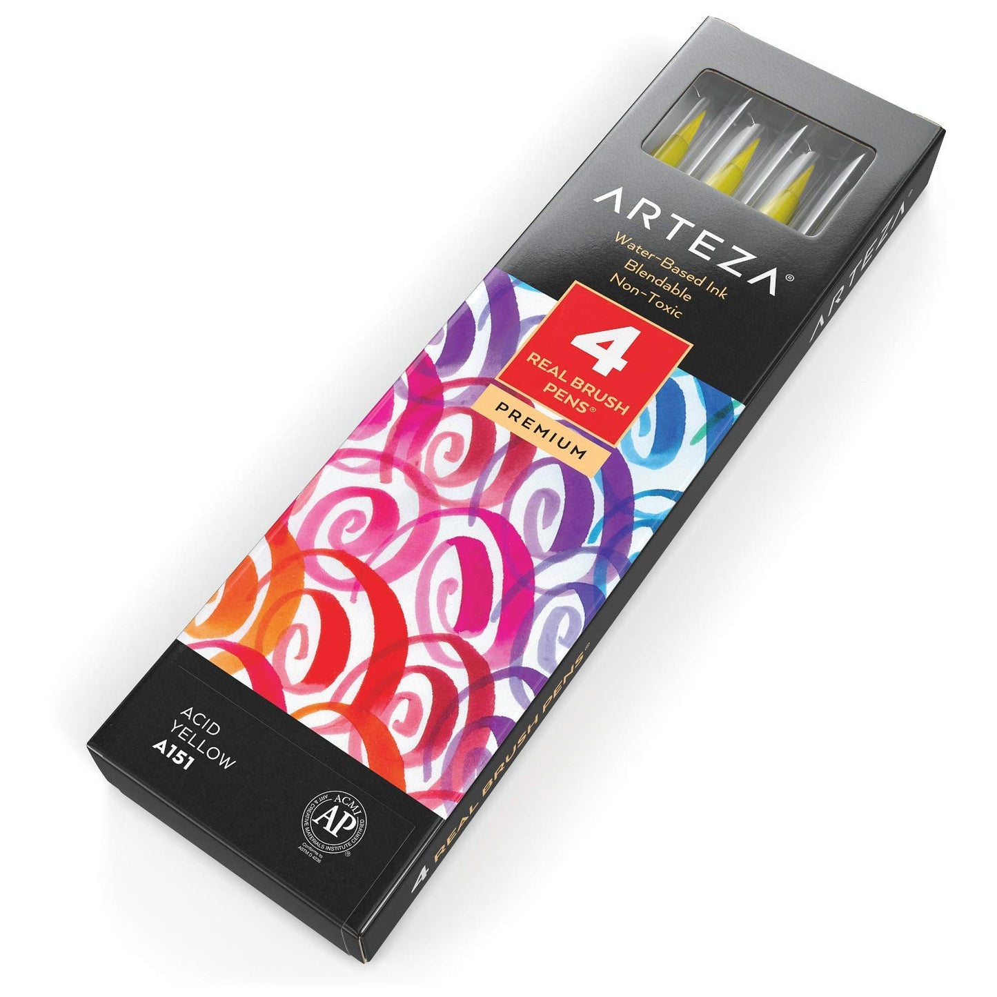 Arteza Real Brush Pens®, A151 Acid Yellow - 4 Pack