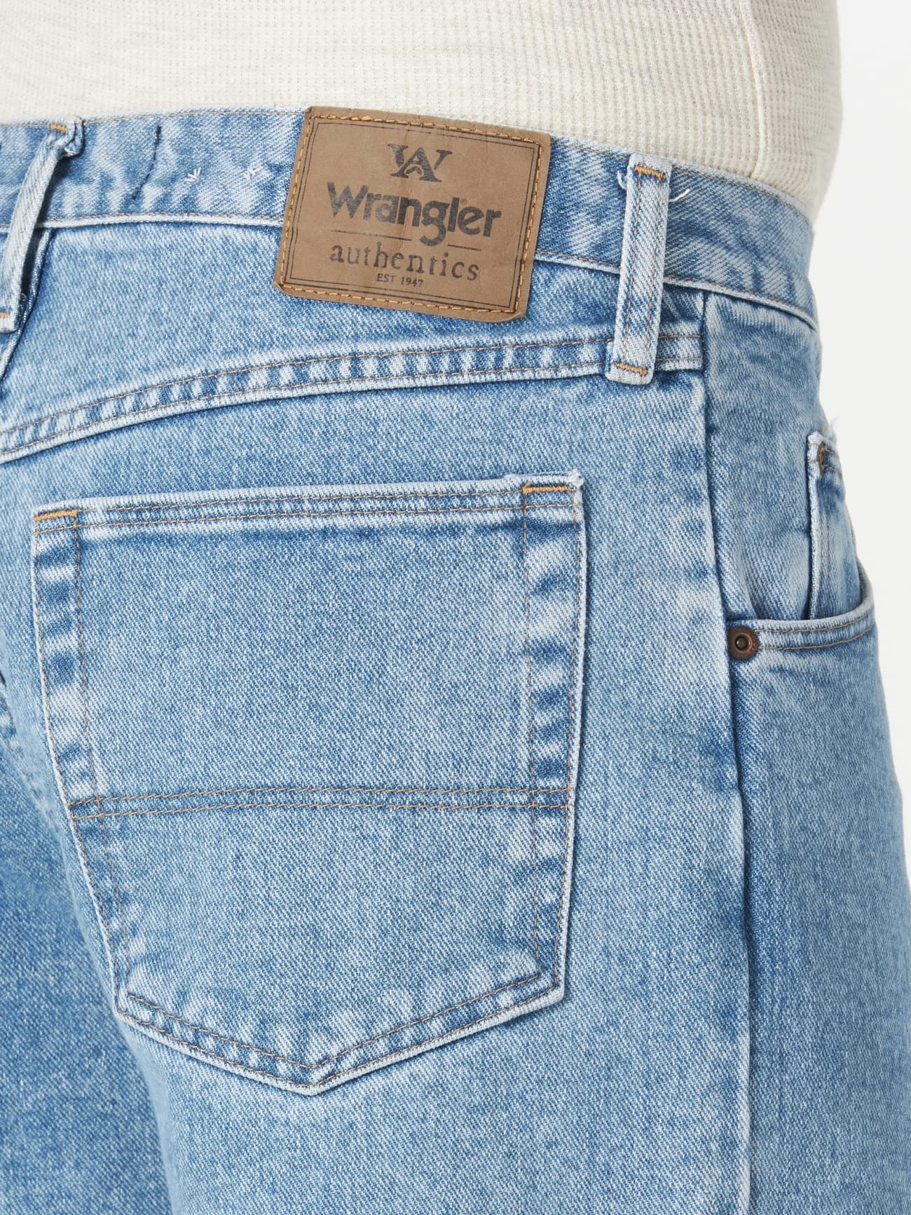 Wrangler Authentics Men's Classic 5-Pocket Relaxed Fit Cotton Jean, Stone Bleach, 38W x 30L