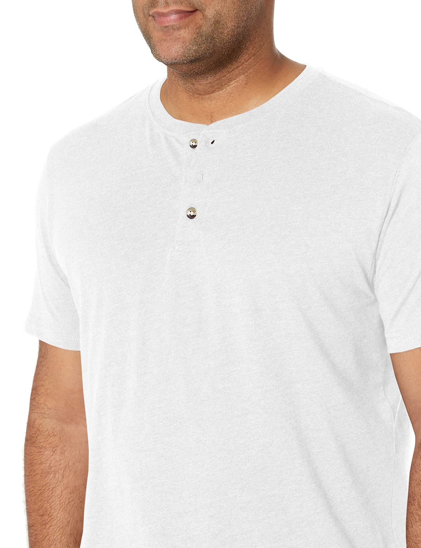 Wrangler Authentics Men's Short Sleeve Henley Tee, Bright White, Medium