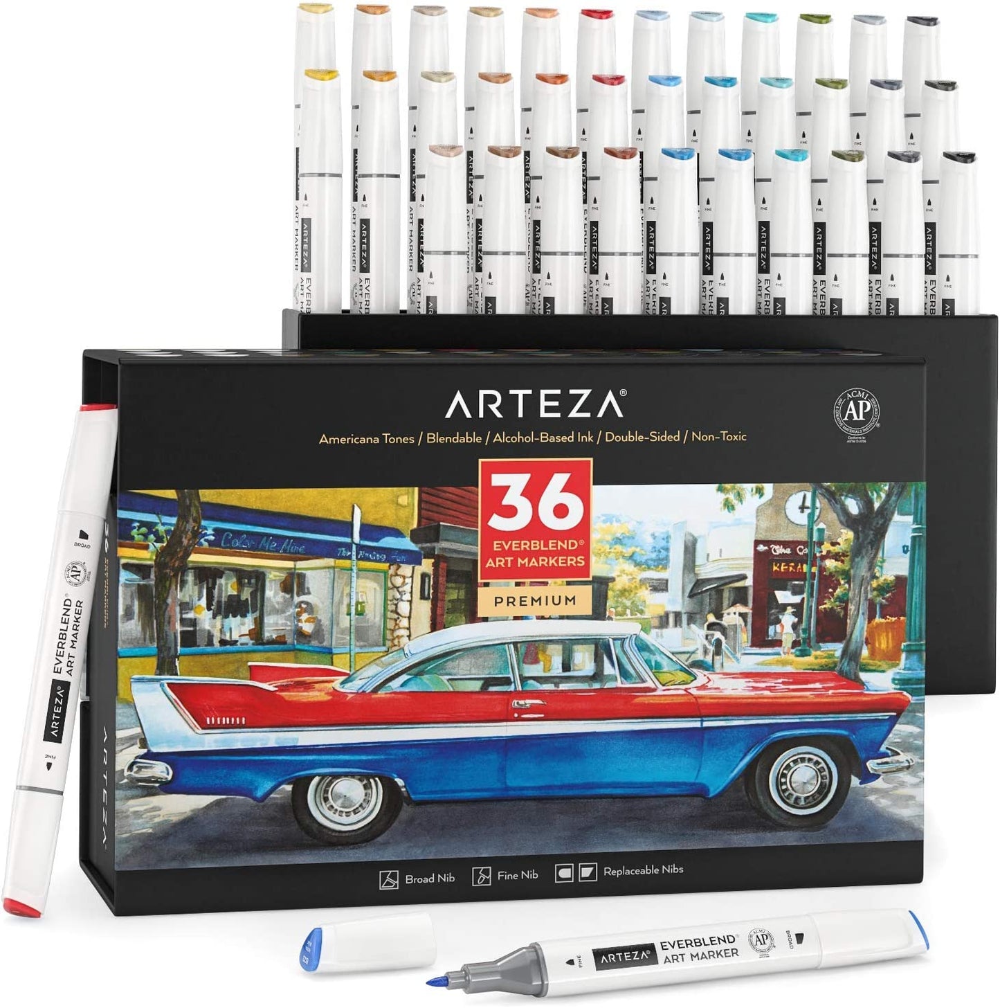 Arteza EverBlend™ Ultra Art Markers, Americana Tones- Set of 36