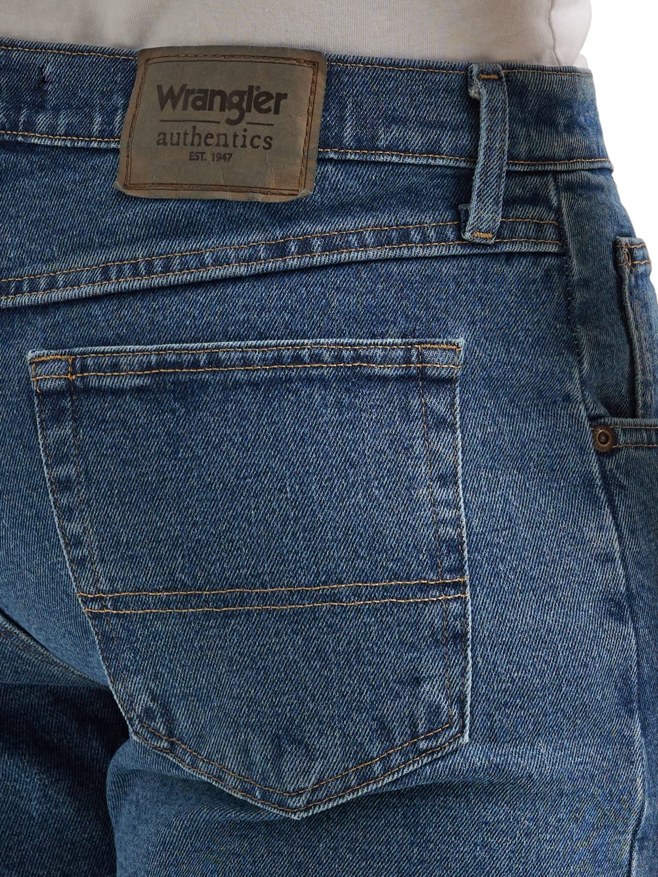 Wrangler Authentics Men's Classic 5-Pocket Relaxed Fit Jean, Dark Stonewash Flex, 38W x 30L