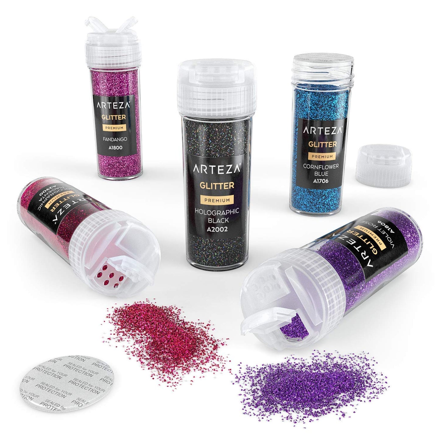 Arteza Extra Fine Glitter, Neon & Holographic - Set of 54